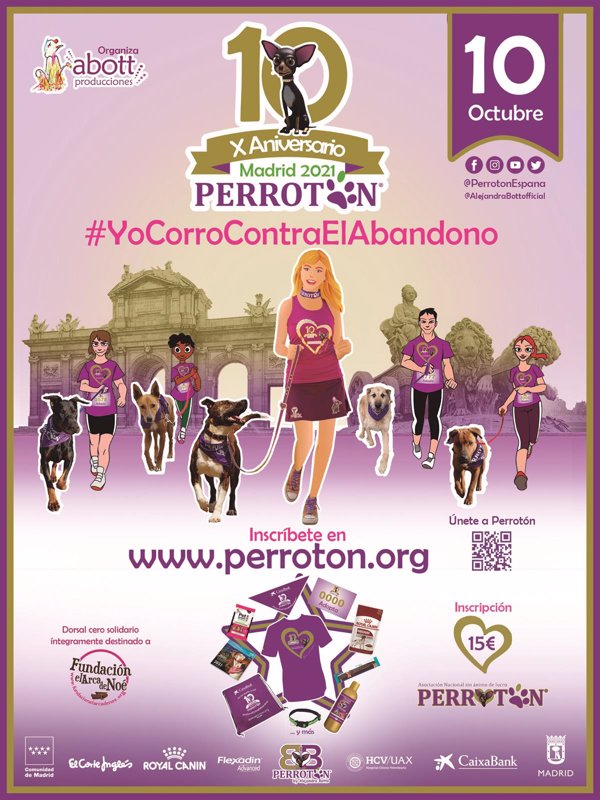 La X edición de Perrotón se celebra en Madrid el próximo 10 de octubre para concienciar contra el abandono