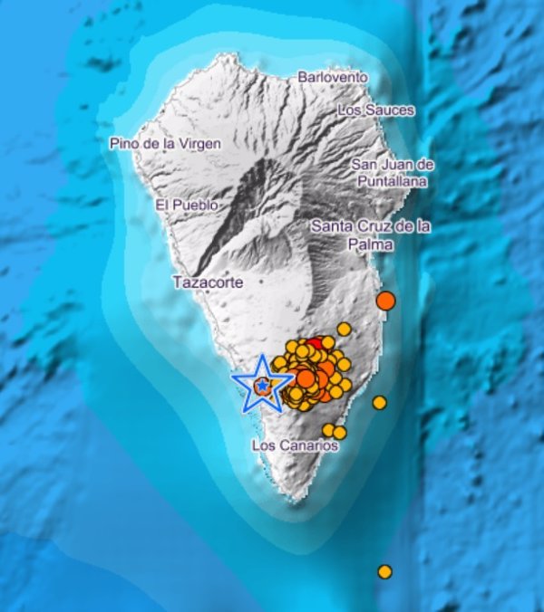 Registrados casi 40 sismos en La Palma desde las 00.00 horas, varios de magnitud 3,9