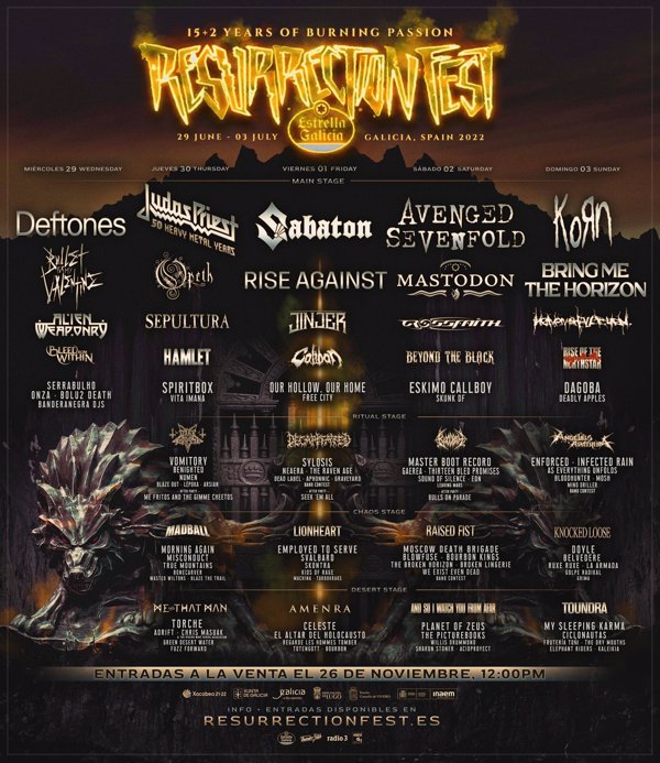 El Resurrection Fest 2022 confirma a Mastodon y su cartel con toda la programación de los cinco días del evento