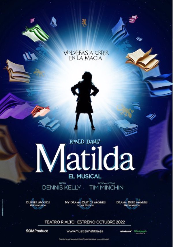 'Matilda, el musical' llegará a España con su estreno el 30 de septiembre de 2022 en el Teatro Rialto de Madrid