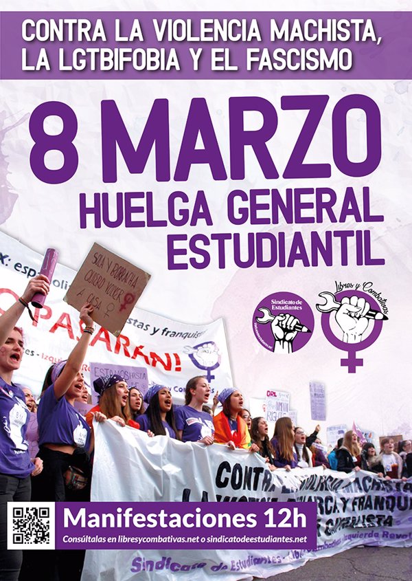 Libres y Combativas y Sindicato de Estudiantes llaman a hacer huelga general estudiantil por el 8M