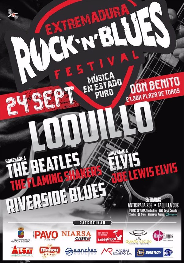 Loquillo, Riverside Blues y un homenaje a The Beatles y Elvis llenarán de música Don Benito el 24 de septiembre