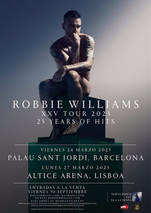 Robbie Williams actuará el 24 de marzo en el Palau Sant Jordi de Barcelona