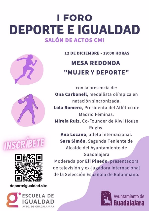 Ona Carbonell, Lola Romero, Mireia Ruiz y Ana Lozano, en el I Foro Deporte e Igualdad en Guadalajara