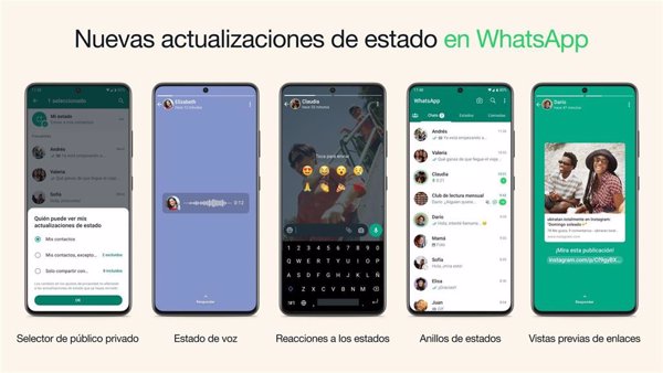 Los estados de WhatsApp crecen con los mensajes de voz, las reacciones y la vista previa de enlaces