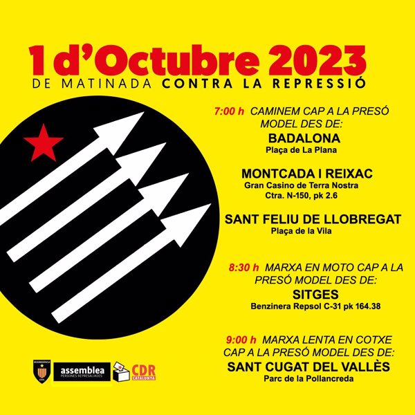 Los CDR y otras entidades marchan hacia La Model de Barcelona por los seis años del 1-O