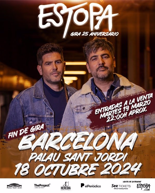 Estopa cerrará su gira del 25 aniversario en el Palau Sant Jordi de Barcelona el 18 de octubre