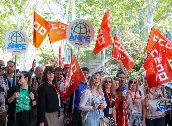 Sindicatos educativos reclaman frente a Asamblea Madrid bajada del horario lectivo: