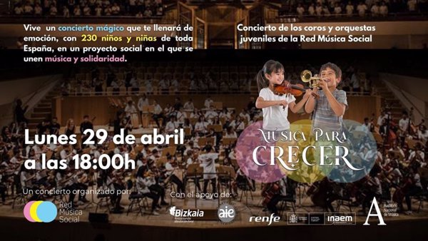 El Auditorio Nacional acoge el próximo lunes un concierto gratuito con 230 niños de la Red Musical Social