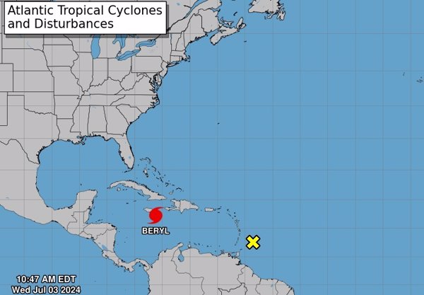 El huracán 'Beryl' baja a categoría 4 y pone también en alerta a la Península de Yucatán (México)