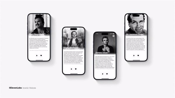 ElevenLabs lleva a su nueva 'app' Reader las voces de actores de cine clásico como James Dean y Judy Garland