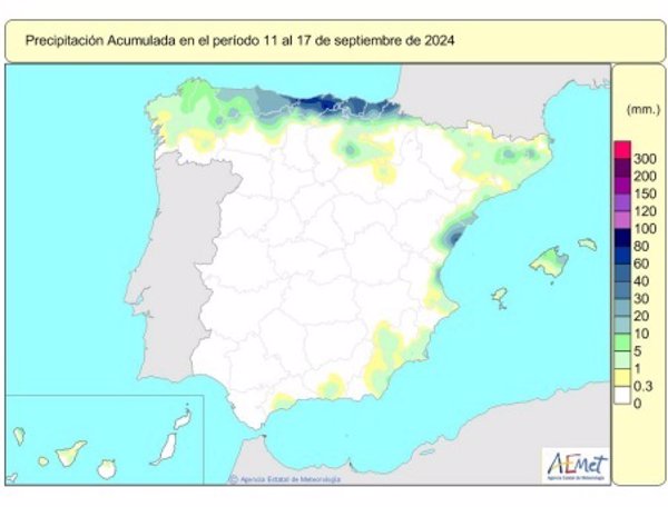 Las lluvias en España caen un punto pero están un 4% más de su valor a menos de 15 días del cierre del año hidrológico