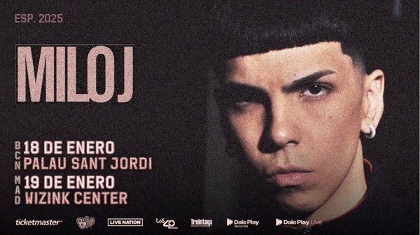 El cantante argentino Milo J actuará en el Palau Sant Jordi y en el Wizink Center el 18 y 19 de enero
