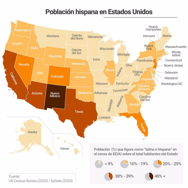 Población hispana en Estados Unidos (mapa)