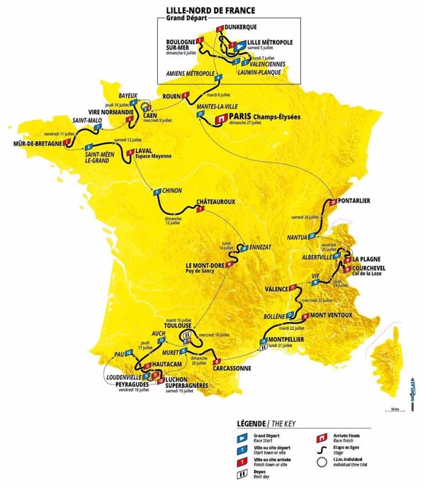 El Tour de Francia 2025 será montañoso, íntegramente francés y lleno de guiños a sus estrellas