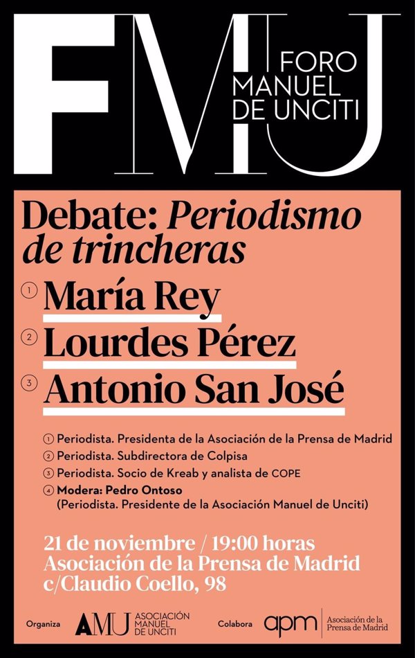 La APM acogerá el próximo jueves el I Foro Manuel Unciti con un debate sobre 'Periodismo de trincheras'