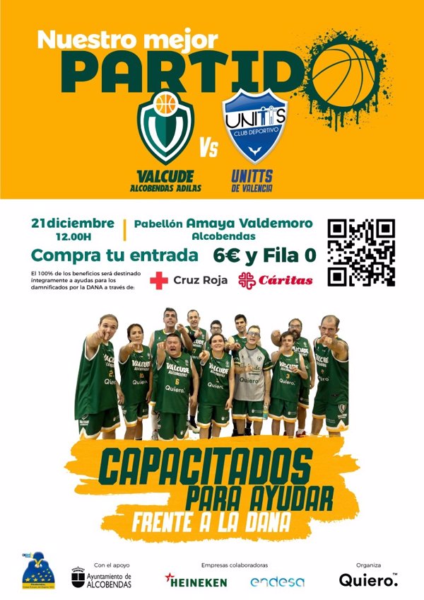 Organizan un partido de baloncesto de personas con discapacidad por los afectados de la DANA