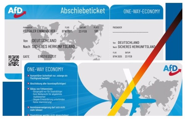 AfD reparte panfletos con forma de billete de avión para deportaciones en buzones de inmigrantes