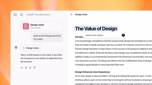 OpenAI integra o1 en Canvas y lleva este asistente de programación a la app de ChatGPT para MacOS