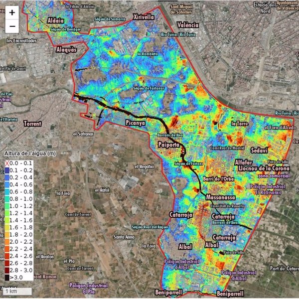 Elaboran un mapa de inundación calle a calle de los municipios de l'Horta Sud (Valencia) afectados por la dana