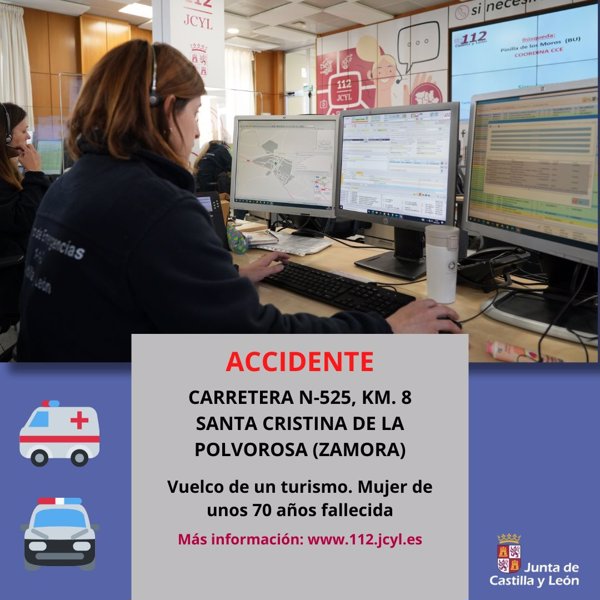 Fallece una mujer de 71 años en un accidente en Santa Cristina de la Polvorosa (Zamora)