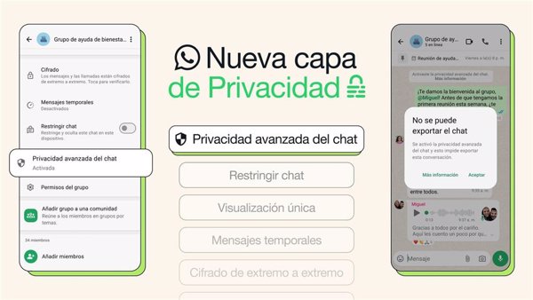 WhatsApp impide que los miembros de un chat exporten o descarguen su contenido