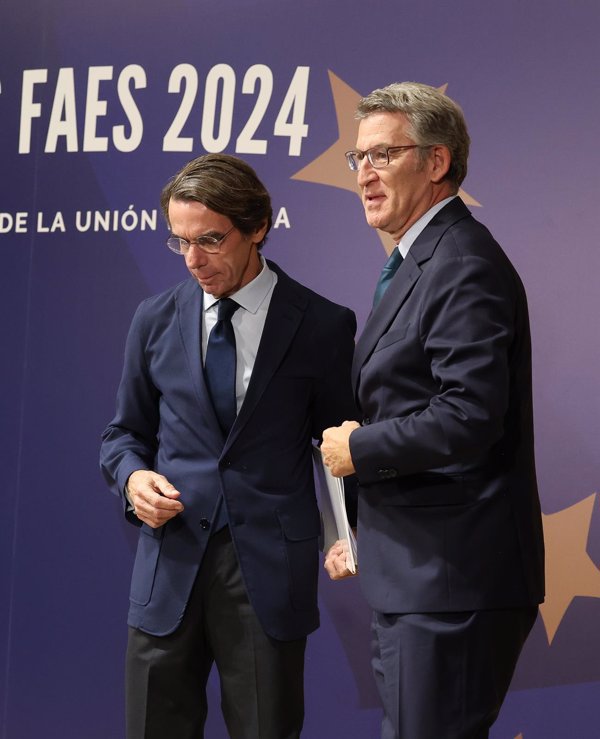 Aznar arropa este miércoles a Feijóo en la clausura del congreso del PPE de Valencia, marcado por al apagón
