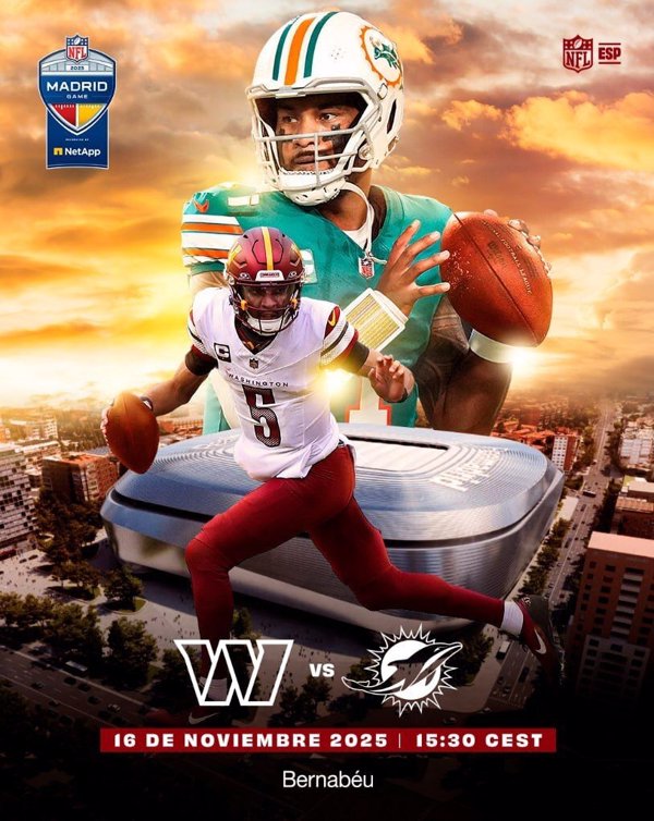 Los Washington Commanders, rival el 16 de noviembre de los Miami Dolphins en el partido de la NFL de Madrid