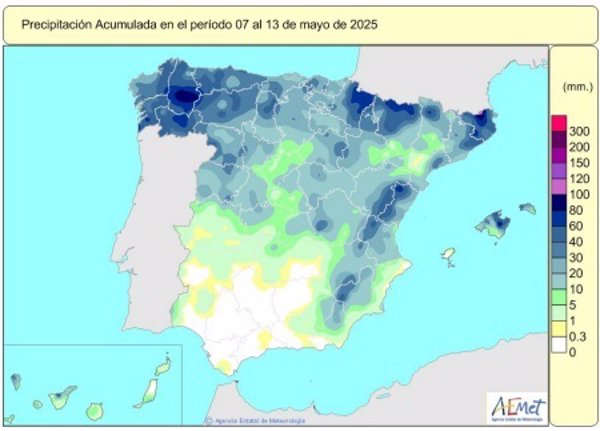 Las lluvias acumuladas en este año hidrológico ascienden a 588 l/m2, un 20% más que el valor normal