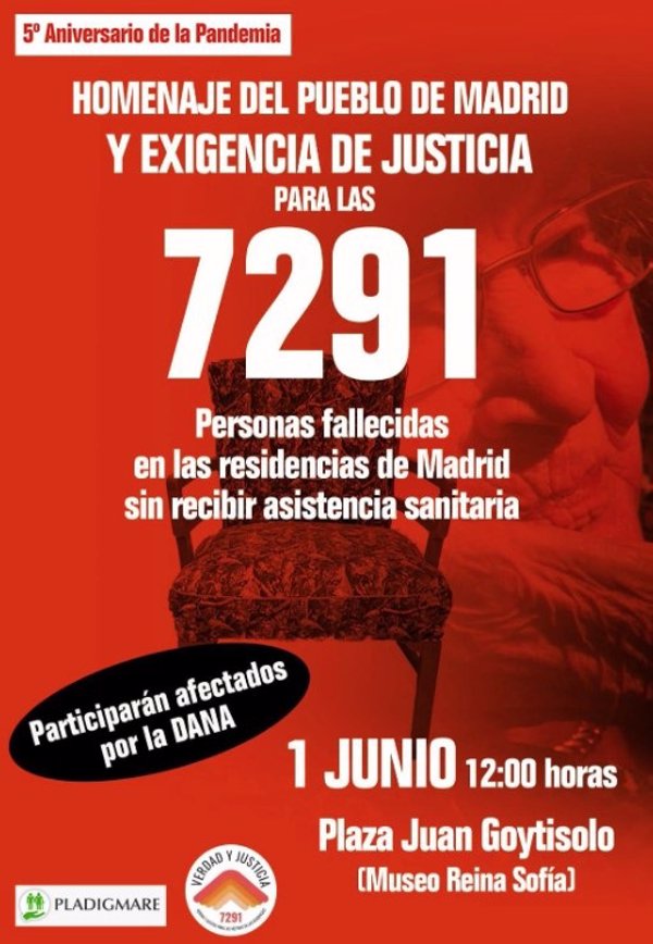 Víctimas de residencias de Madrid homenajean a fallecidos en pandemia el 1 junio para 
