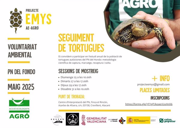 La asociación AE-Agró reemprende el estudio de tortugas autóctonas en el Parque Natural El Hondo (Alicante)