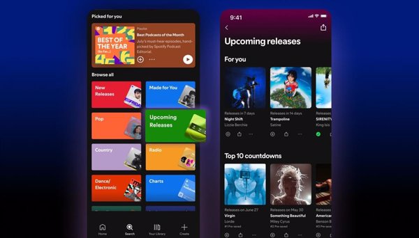 El centro de Próximos lanzamientos de Spotify destaca los álbumes que se lanzarán próximamente de forma personalizada