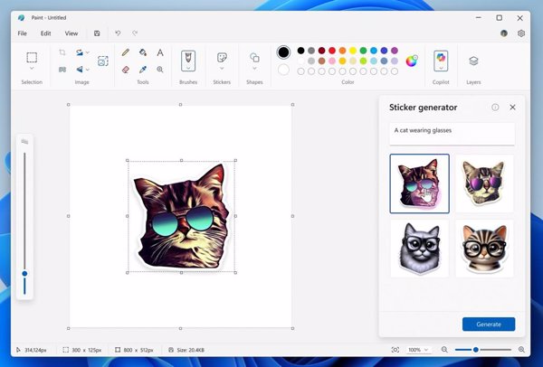 Microsoft agrega una función para crear 'stickers' con Paint y generar texto en el Bloc de notas mediante IA generativa