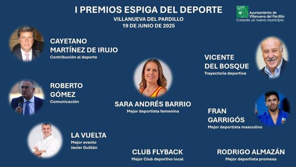 Garrigós, Sara Andrés, Del Bosque, La Vuelta y Martínez de Irujo, 'Premios Espiga' de Villanueva del Pardillo