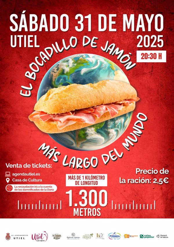 Utiel (Valencia) destinará a damnificados de la dana la recaudación de un bocadillo de 1,3 km