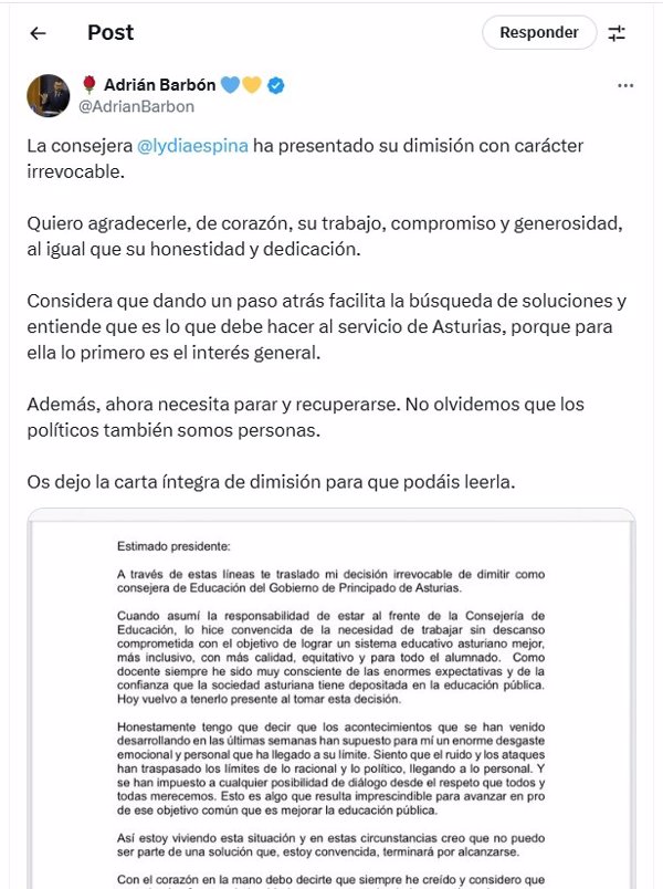 Barbón agradece la 