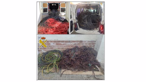 Guardia Civil recupera 1,5 toneladas de cable de cobre y detiene a seis varones por su robo en Ciudad Real