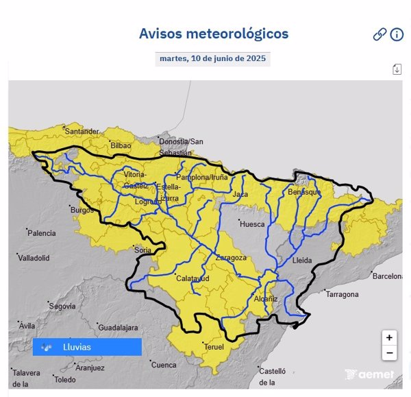 La CHE advierte de crecidas súbitas en barrancos y cauces menores en gran parte de la cuenca del Ebro