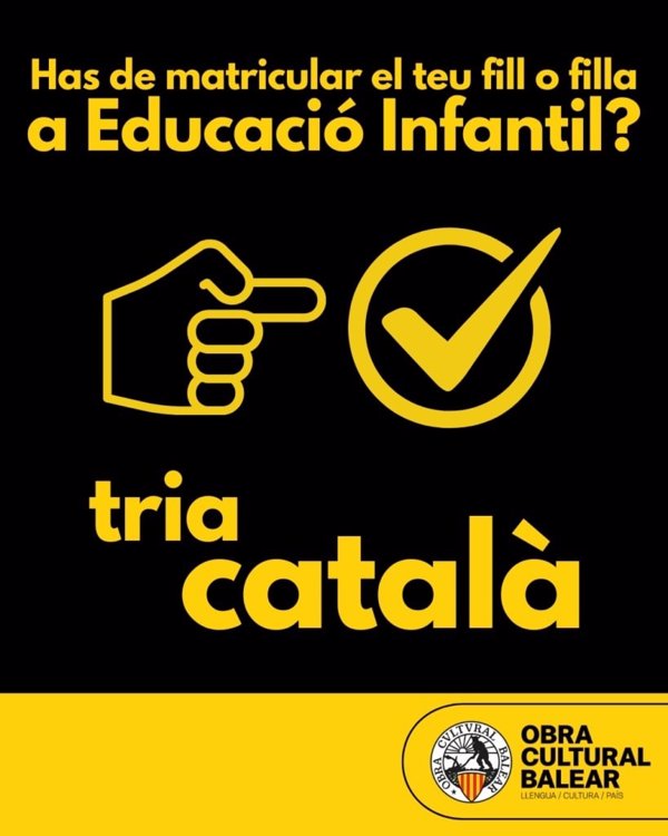 Obra Cultural Balear lanza una campaña para que familias conozcan los beneficios de escolarizar a sus hijos en catalán