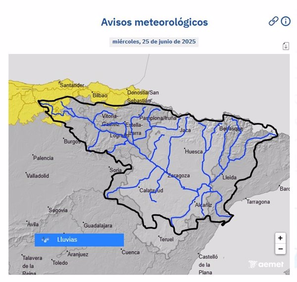 CHE alerta de crecidas súbitas en barrancos y cauces menores de Burgos, Soria y Cantabria por la previsión de lluvias