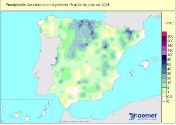 Las lluvias acumuladas en este año hidrológico ascienden a 621 l/m2, un 13% más de lo habitual