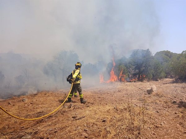 Cuatro personas desalojadas por el incendio forestal de Villablanca con un herido por quemaduras (Huelva)