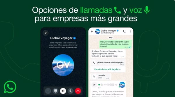 WhatsApp incorpora a las empresas las llamadas y mensajes de voz y la IA para ofrecer recomendaciones personalizadas