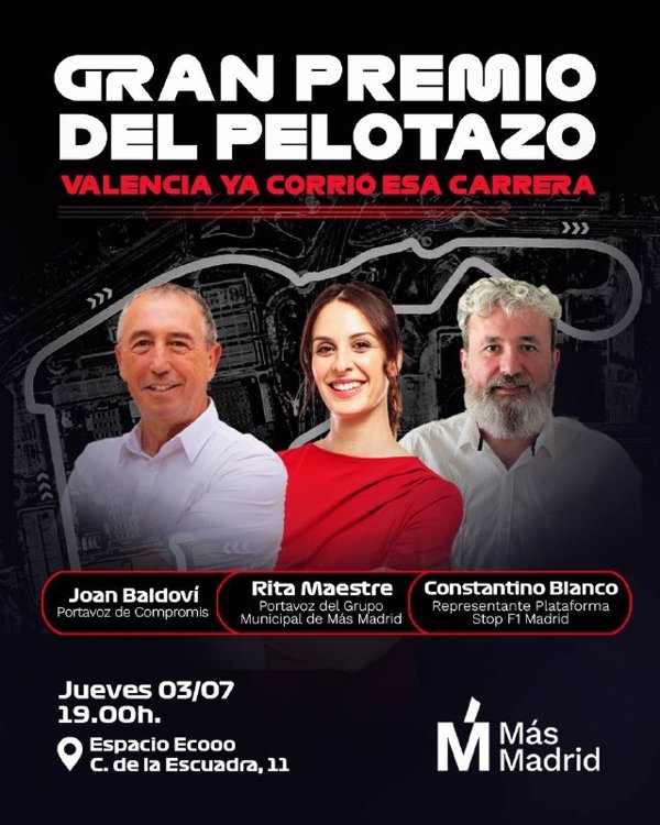 Maestre y Baldoví compartirán visión este jueves sobre el circuito de F1, 