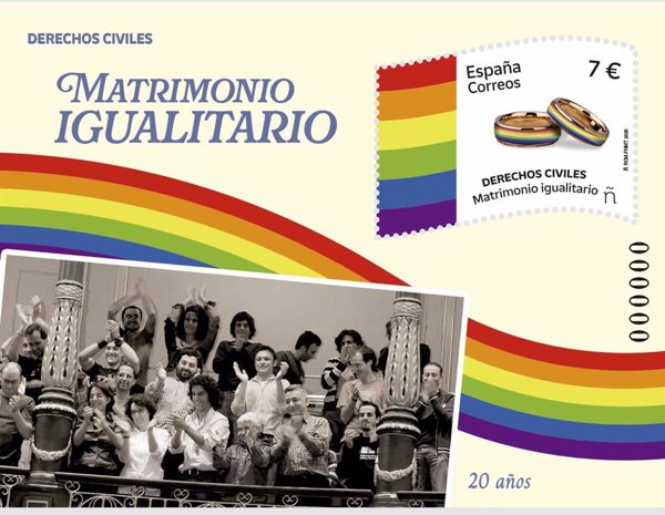 Correos lanza un sello que conmemora el 20 aniversario del matrimonio entre personas del mismo sexo