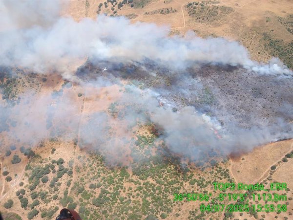 Declarado un incendio forestal en Montecorto (Málaga)