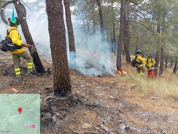 Controlado el incendio forestal en un paraje de Baza (Granada)