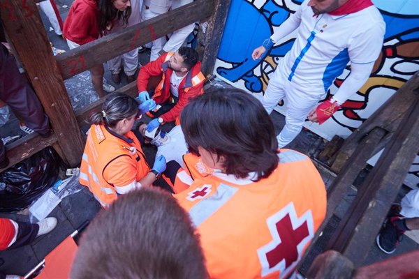 Siete traslados al HUN, uno de ellos por cornada, tras el segundo encierro de los Sanfermines