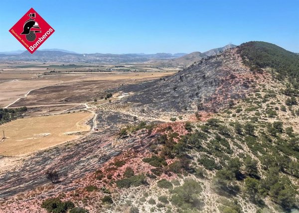 Evolucionan favorablemente los incendios forestales de Ibi y Villena (Alicante), ya estabilizados