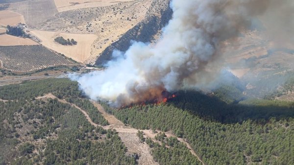 Cortada al tráfico la A-7282 por el incendio declarado en Antequera (Málaga)